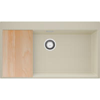 SPÜLBECKEN Oslo, 2-er set Beige 88/50 cm 1 Becken + Ablauf-Set + Schneidebrett ab 90er Unterschrank - Chromfarben/Beige, Kunststoff (88/20/50cm) - Primagran