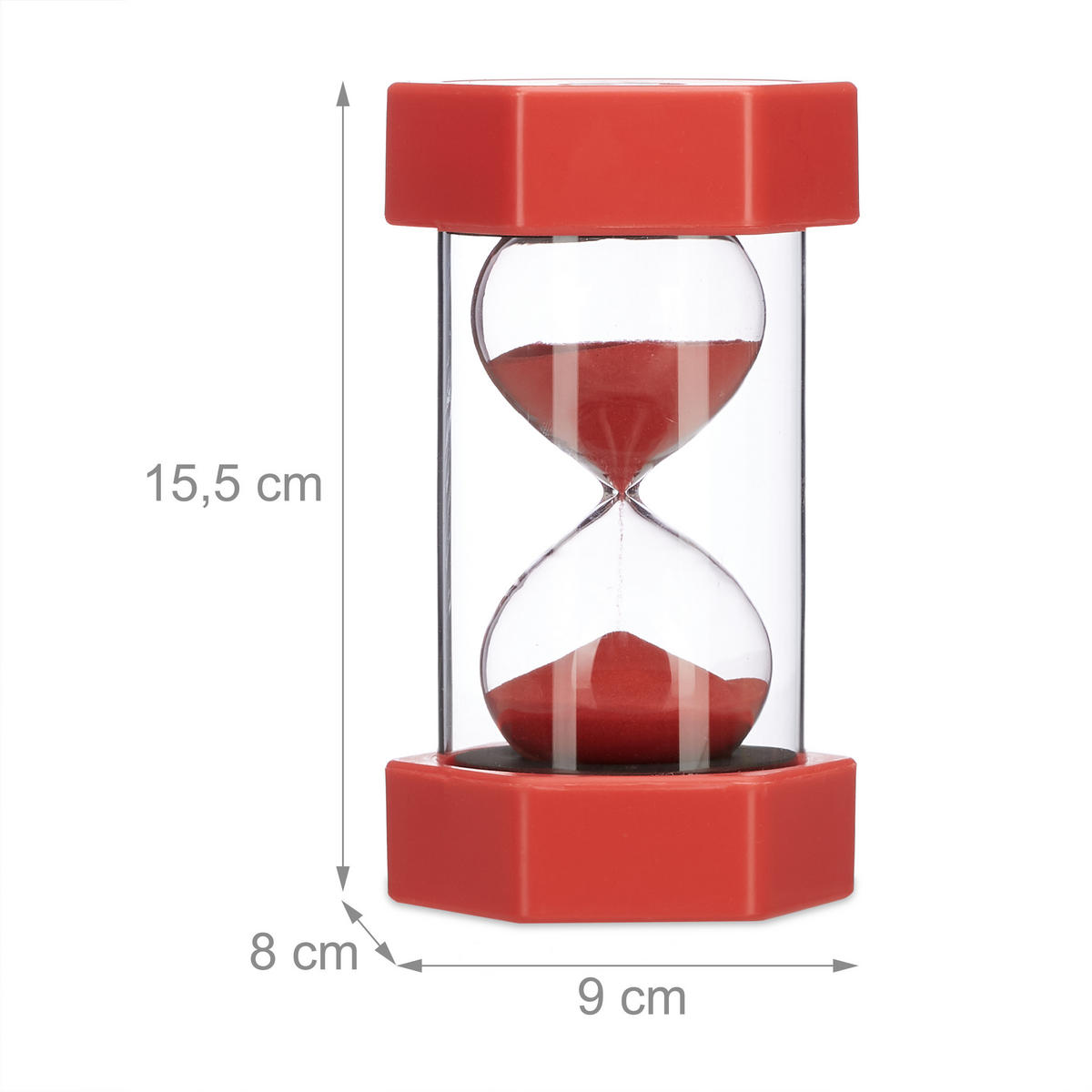 PŘESÝPACÍ-HODINY Vícebarevné 5dílný-set XXL 1 až 30 min - různobarevná, plast/přírodní materiály (9/15.5/8cm) - Relaxdays