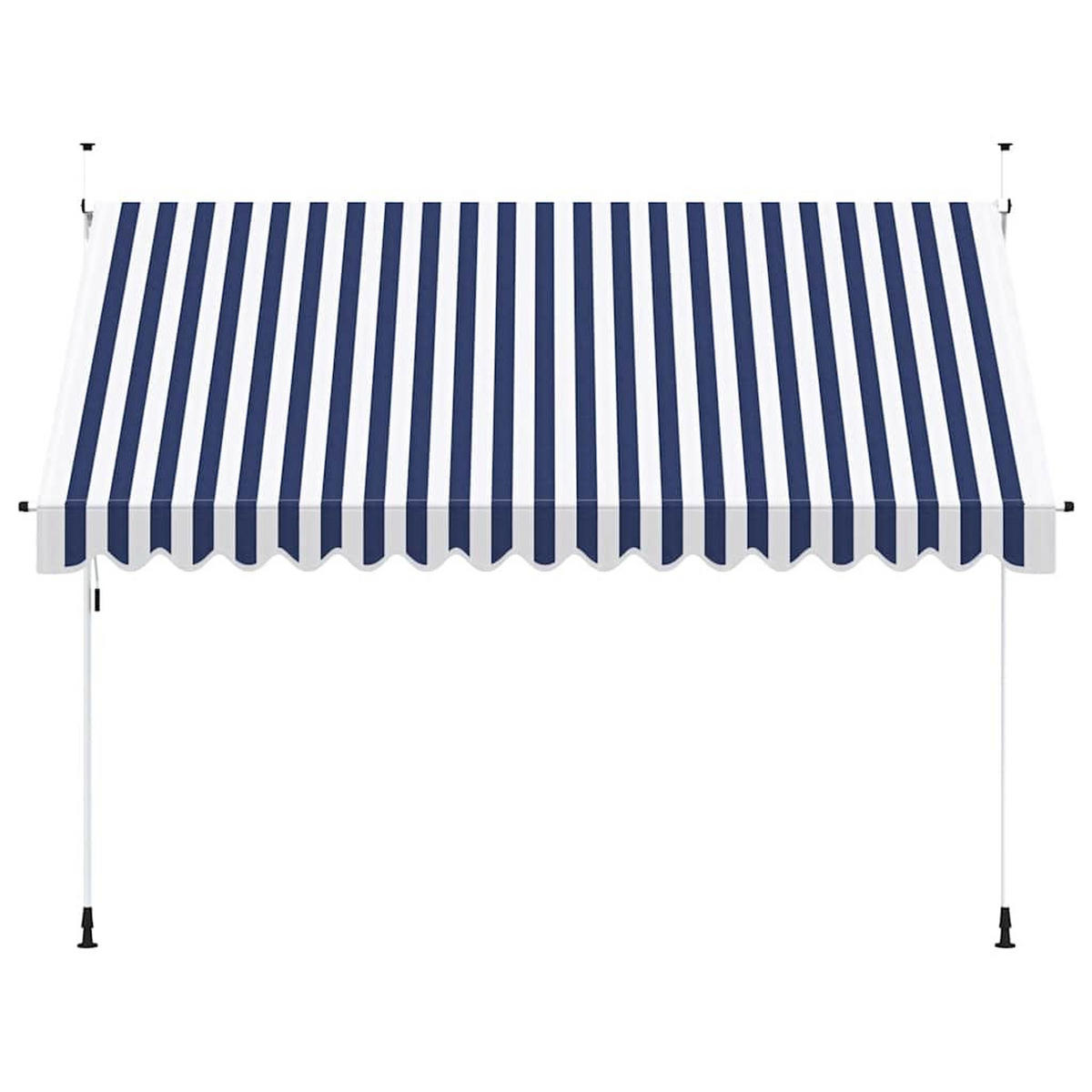 EINZIEHBARE Markise Handbetrieben 350 cm Blau/Weiß Gestreift - Blau, Textil (35/1/3.5cm) - furnicato