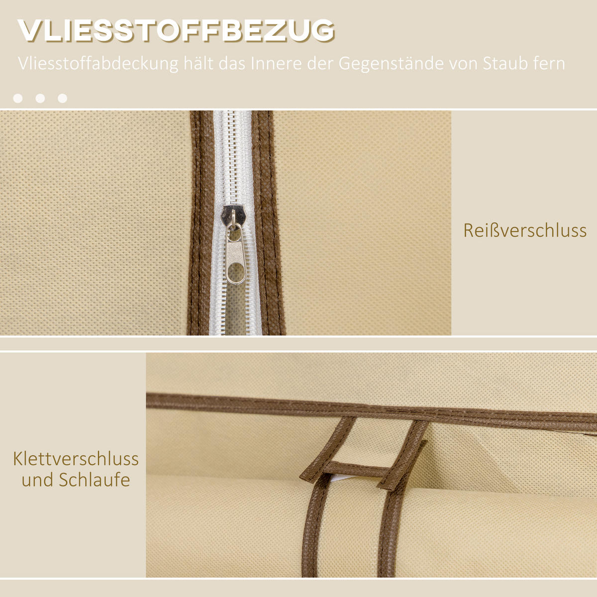 STOFFSCHRANK, Kleiderschrank, Beige - Beige, Metall (43/162.5/125cm) - HOMCOM
