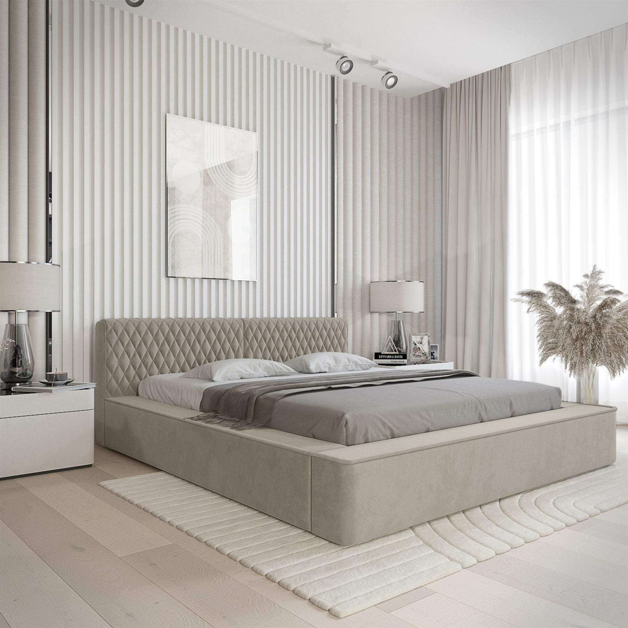 POLSTERBETT Norfolk In Ditra - Greige, Holzwerkstoff/Textil (160/200cm) - Fun Möbel