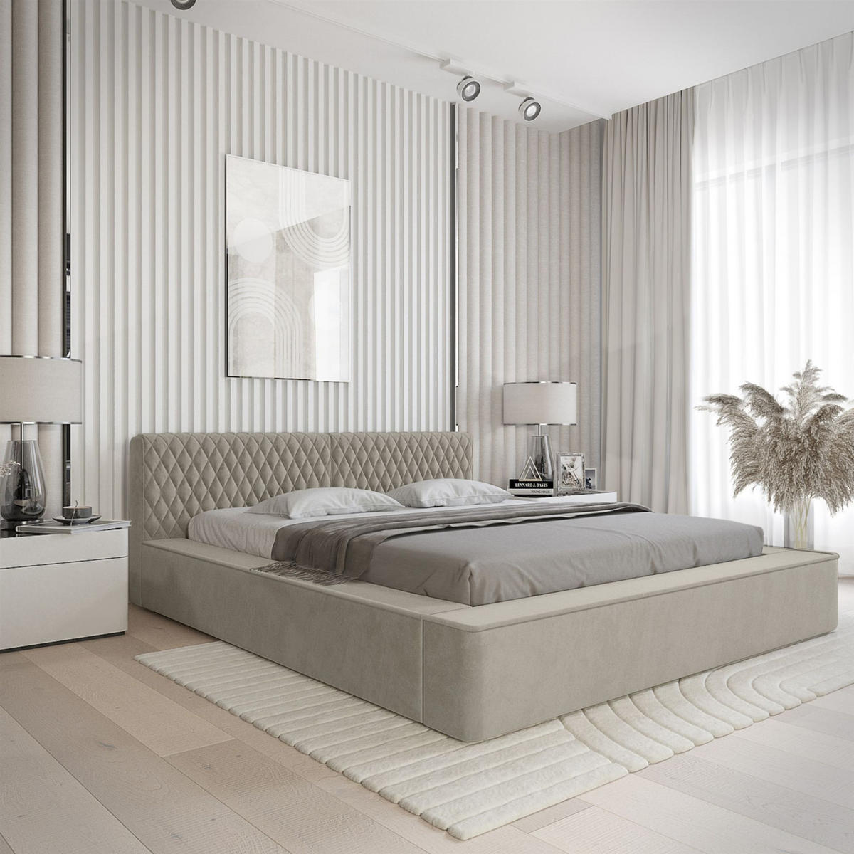 POLSTERBETT Norfolk In Ditra - Greige, Holzwerkstoff/Textil (160/200cm) - Fun Möbel