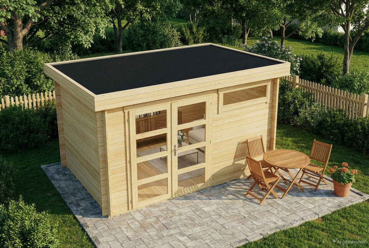 GARTENHAUS Holz Leandro - Naturfarben, Holz (394/217/268cm) - Alpholz