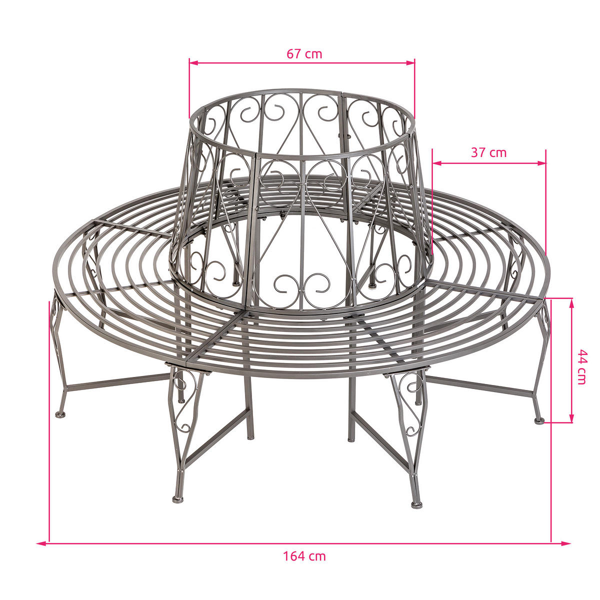 BAUMBANK Enyd,164 x 164 x 89 cm,anthrazit - Anthrazit, Metall (164/89/164cm) - tectake