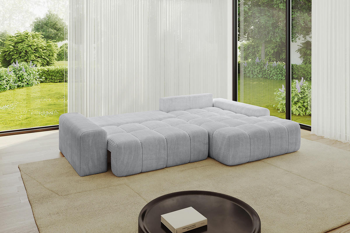 ECKSOFA Ottomane Rechts ENSI-L - 267x164x88 cm Grau - Grau, Holzwerkstoff/Kunststoff (164/267cm) - ALTDECOR