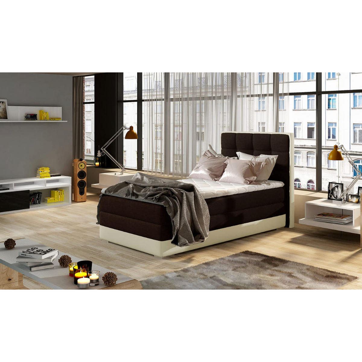 BOXBETT Aster 90x200 cm Bonellfederkern inkl - Dunkelbraun, Holz/Textil (90/200cm) - Best For Home