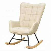 SCHAUKELSTUHL Beige Samt mit Hoher Rückenlehne - Beige, Textil (65/95/67.5cm) - Oxeza