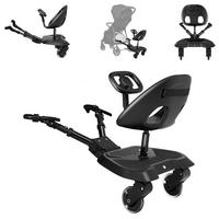 KINDERWAGEN Trittbrett Ally mit Sitz schwarz Mitfahrbrett, 360° drehbar, universell passend, 2-Punkt-Gurt, Lenkrad - Schwarz, Kunststoff (41/18/63cm) - Kikka boo