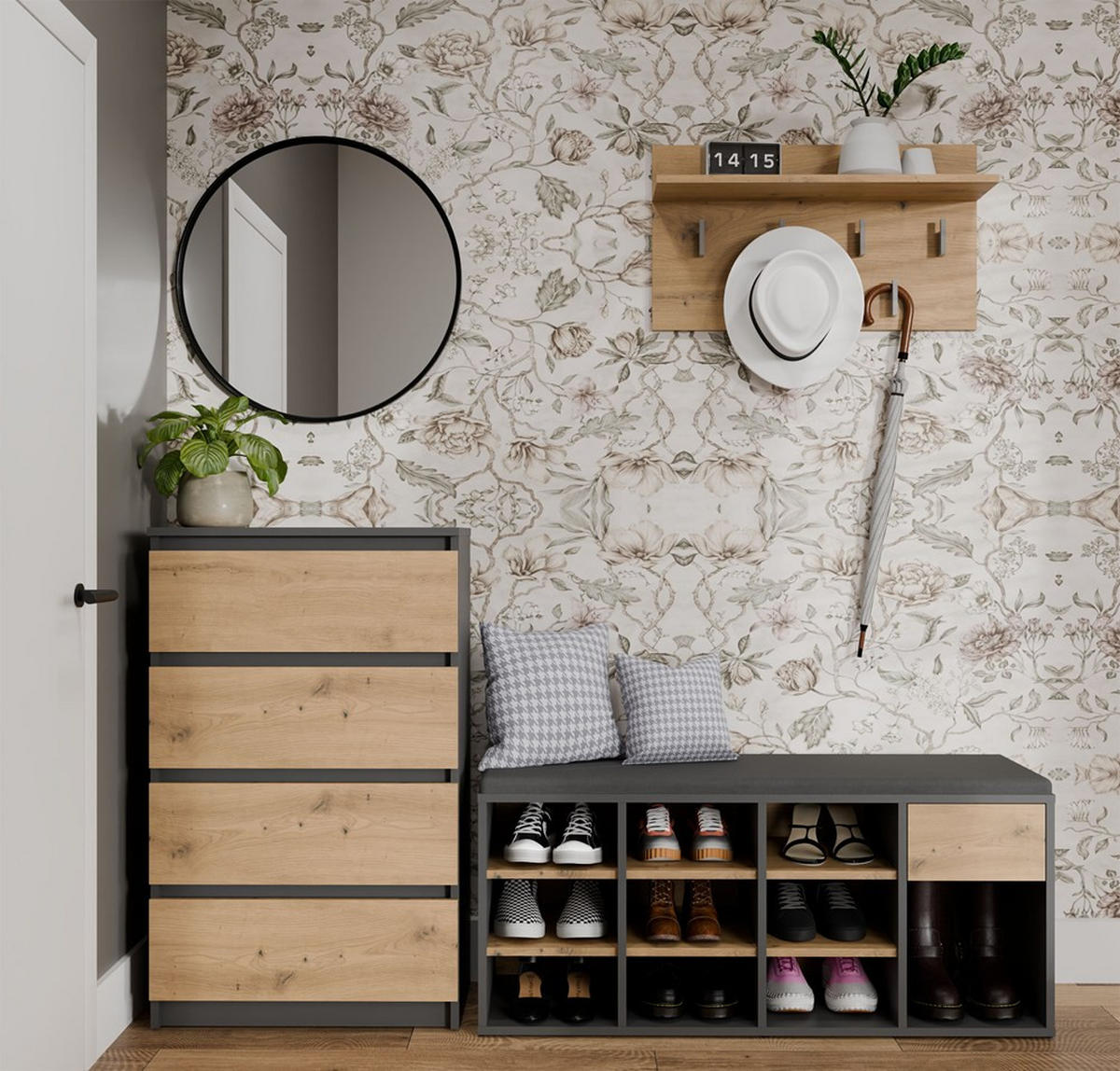 SCHUHSCHRANK Anthrazit, Artisan 110/49/35 - Anthrazit, Holzwerkstoff (110/49/35cm) - RAUMHIRSCH FURNITURE