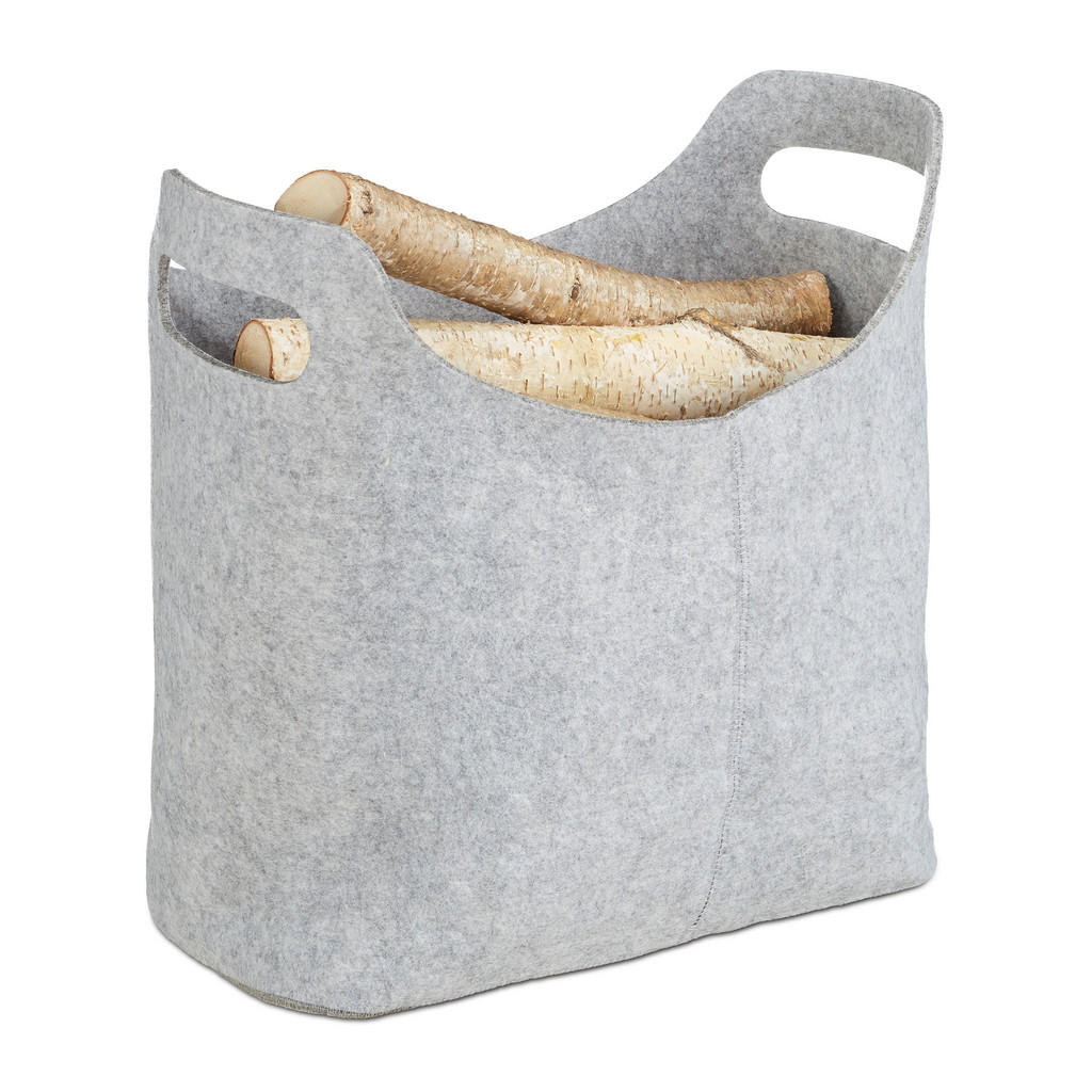 SAC PENTRU LEMNE Gri Fetru cu mânere 39,5x40 cm