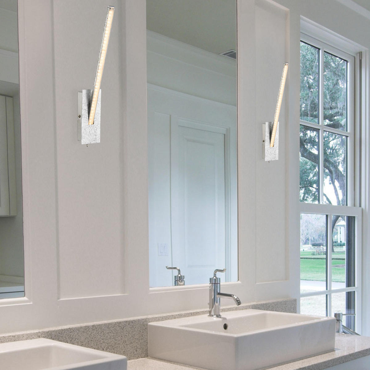 LED WANDLEUCHTE Fuego Silber Kristalloptik - Silberfarben, Metall (6.2/10.5/35cm) - Globo Lighting