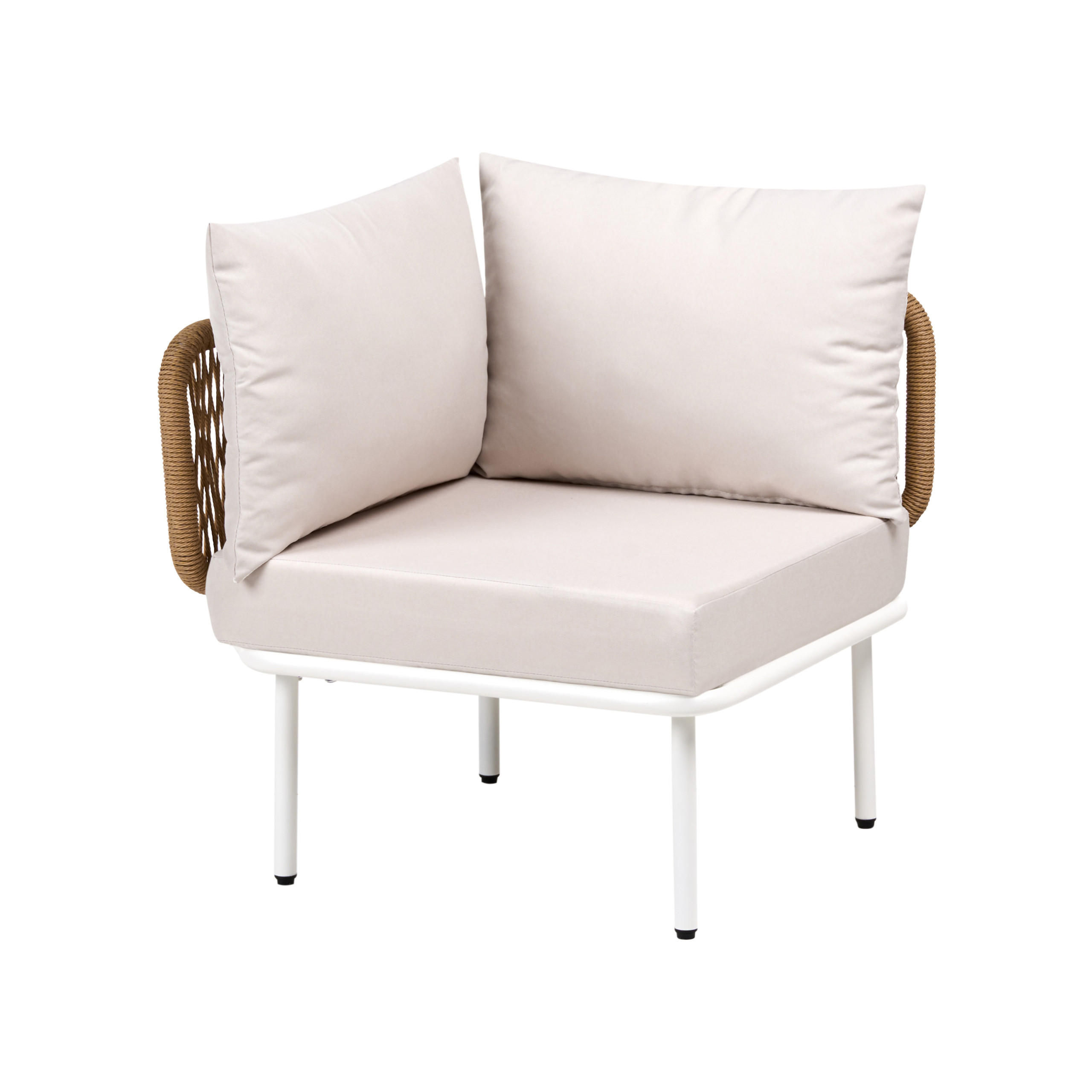 GARTEN-ECKMODUL Hellbeige Baucina - Beige/Weiß, Metall (68/75/68cm) - Beliani