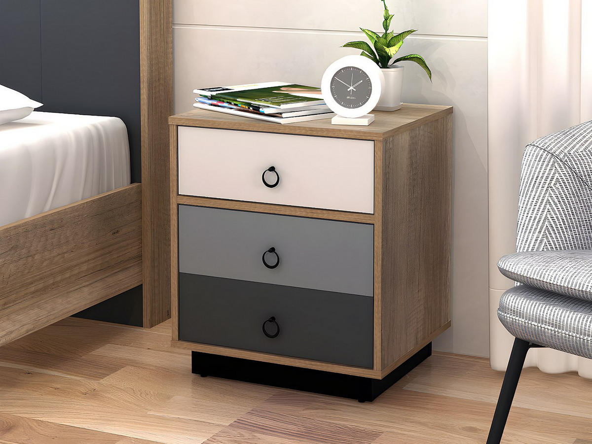 NACHTTISCH - 47.4 cm x 39.6 cm - Holz, Platte - Mehrfarbig KRYPTON - Multicolor, Holz (47.4/55.3/39.6cm) - Vente-Unique