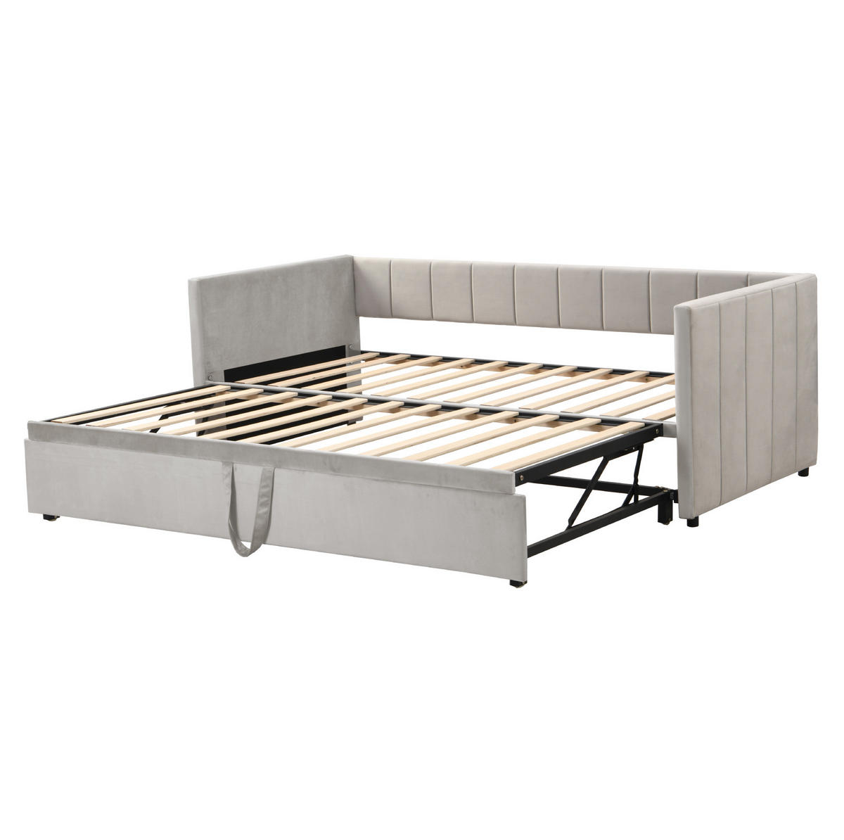 POLSTERSCHLAFSOFA 90/200 cm ausziehbar auf 180/200 cm mit Lattenrost und Armlehnen, Grau - Grau, Leder (90/200cm) - Redom