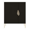 SCHUHSCHRANK Merlin, Schwarz, Goldene Details - Goldfarben/Schwarz, Holzwerkstoff/Metall (100/120/35cm) - Skandica