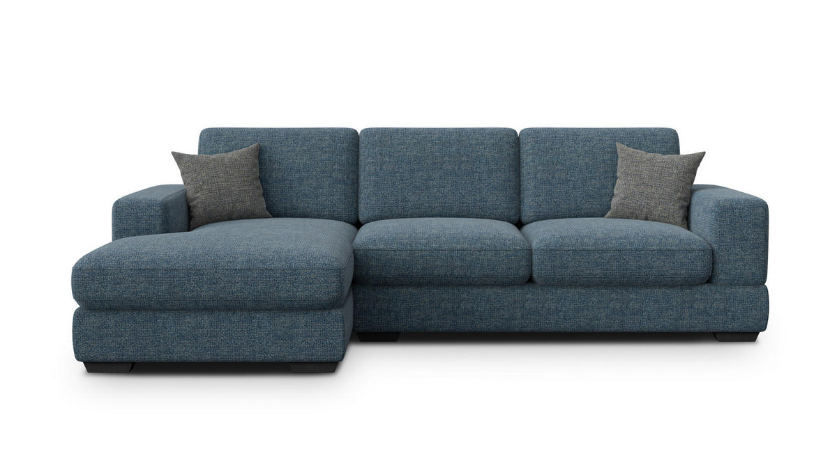 ECKSOFA OTTO 4-Sitzer, marineblau - Blau/Schwarz, Holz/Textil (279/159cm) - Courtois Laville