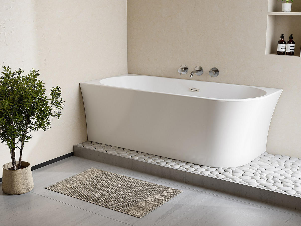 ECKBADEWANNE - 228 L - 170 x 75 x 59 cm - Acryl - Weiß - Ecke links - PONTICOLA - Weiß, Kunststoff (170/59/75cm) - Vente-Unique