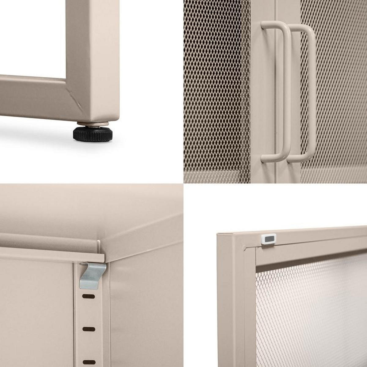 HIGHBOARD im Industrial-Design aus Metall H.120cm 2 Türen Streckmetall Beige - Kai - Beige, Metall (85/120/45cm) - Sicaan