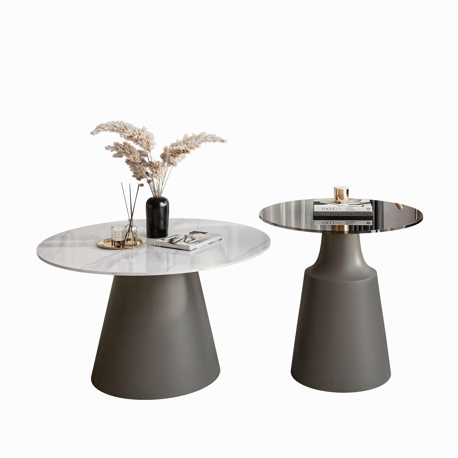 COUCHTISCH 2-in-1 CHANTELLE in Grau - Grau, Glas (70/70/40cm) - Lookway