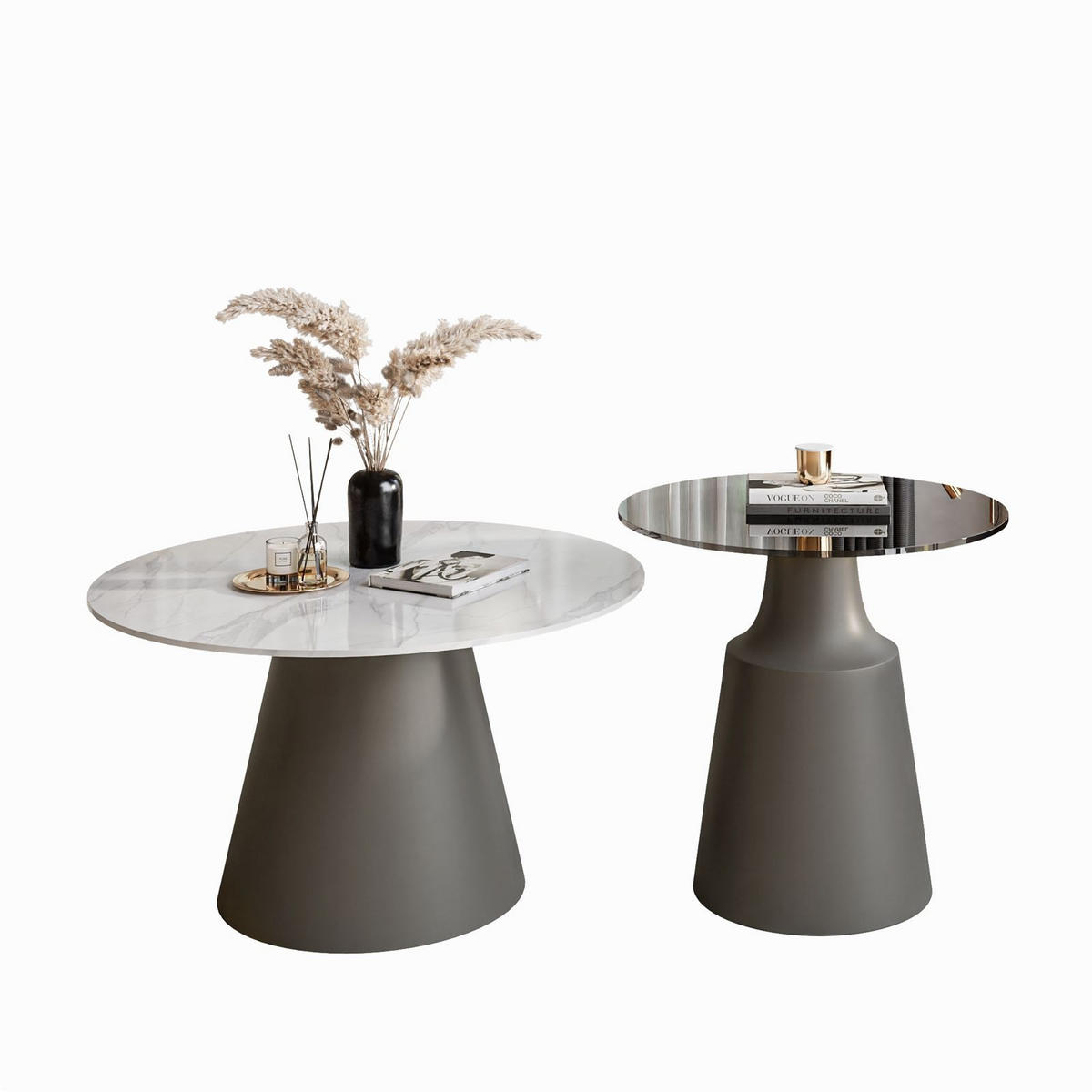 COUCHTISCH 2-in-1 CHANTELLE in Grau - Grau, Glas (70/70/40cm) - Lookway