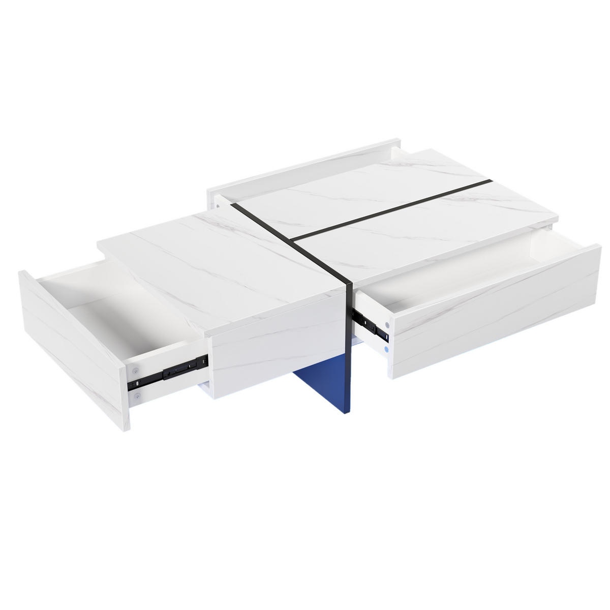 COUCHTISCH Hochglanz Weiß/Schwarz - Weiß, Holzwerkstoff (100/50/34.5cm) - ComfortXL