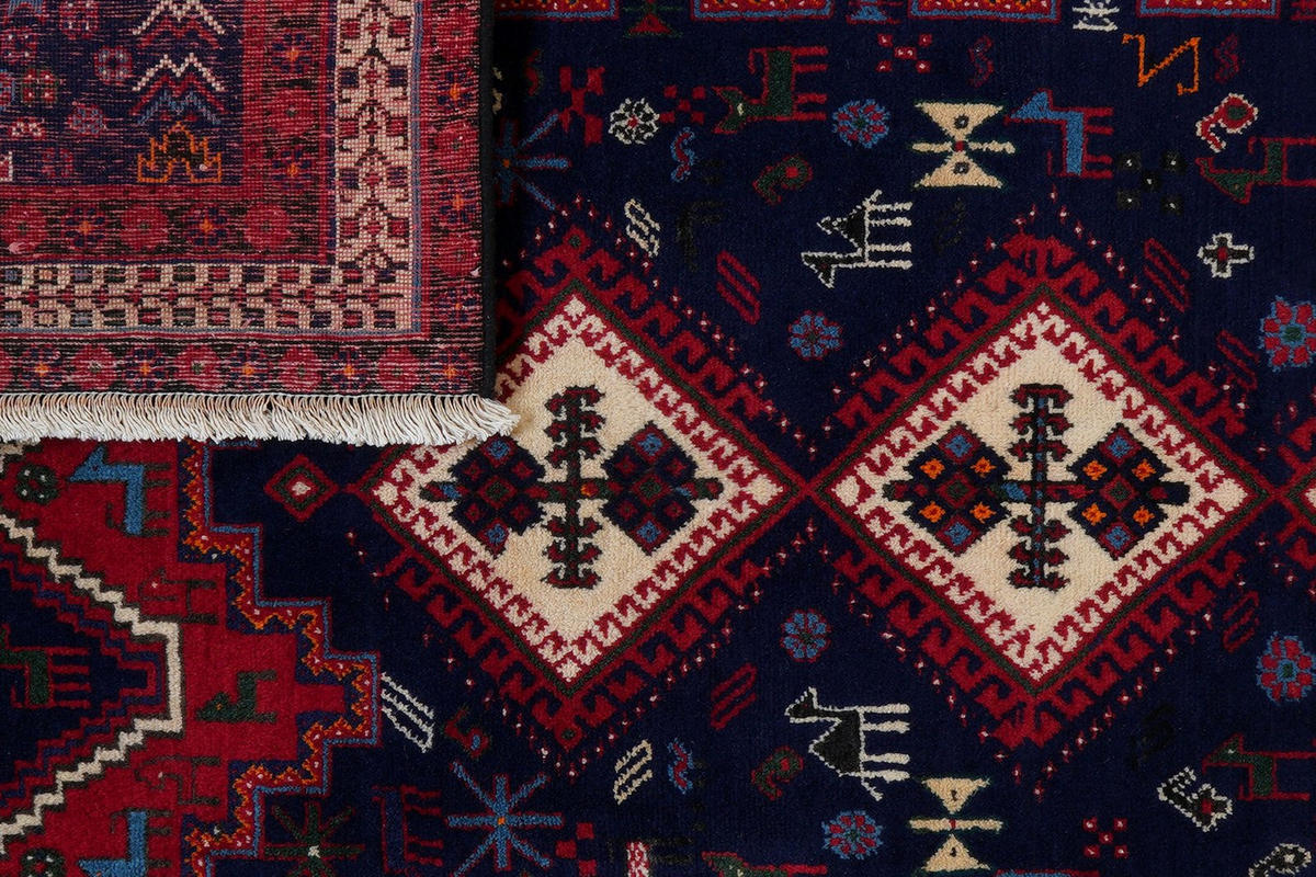 ORIENTTEPPICH handgeknüpft Afshar Blau 195/135 cm Schurwolle - Blau, Textil (135/195cm) - Looma