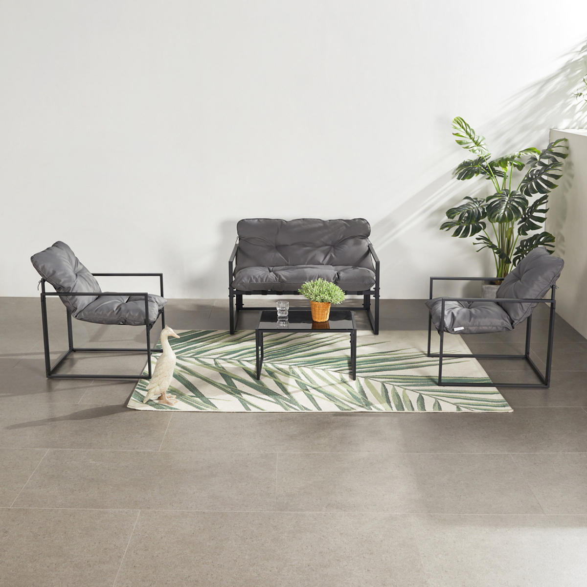 GARTENMÖBEL Rabat Grau 4 Personen - Grau, Metall - Concept Usine