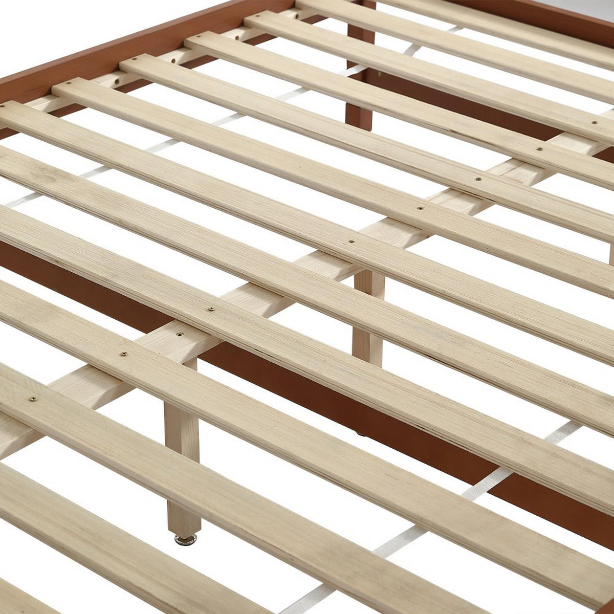 FLACHBETTEN 140x200cm in Rotbraun，Schubladen mit Rollen - Rotbraun, Holz (140/200cm) - KOMHTOM