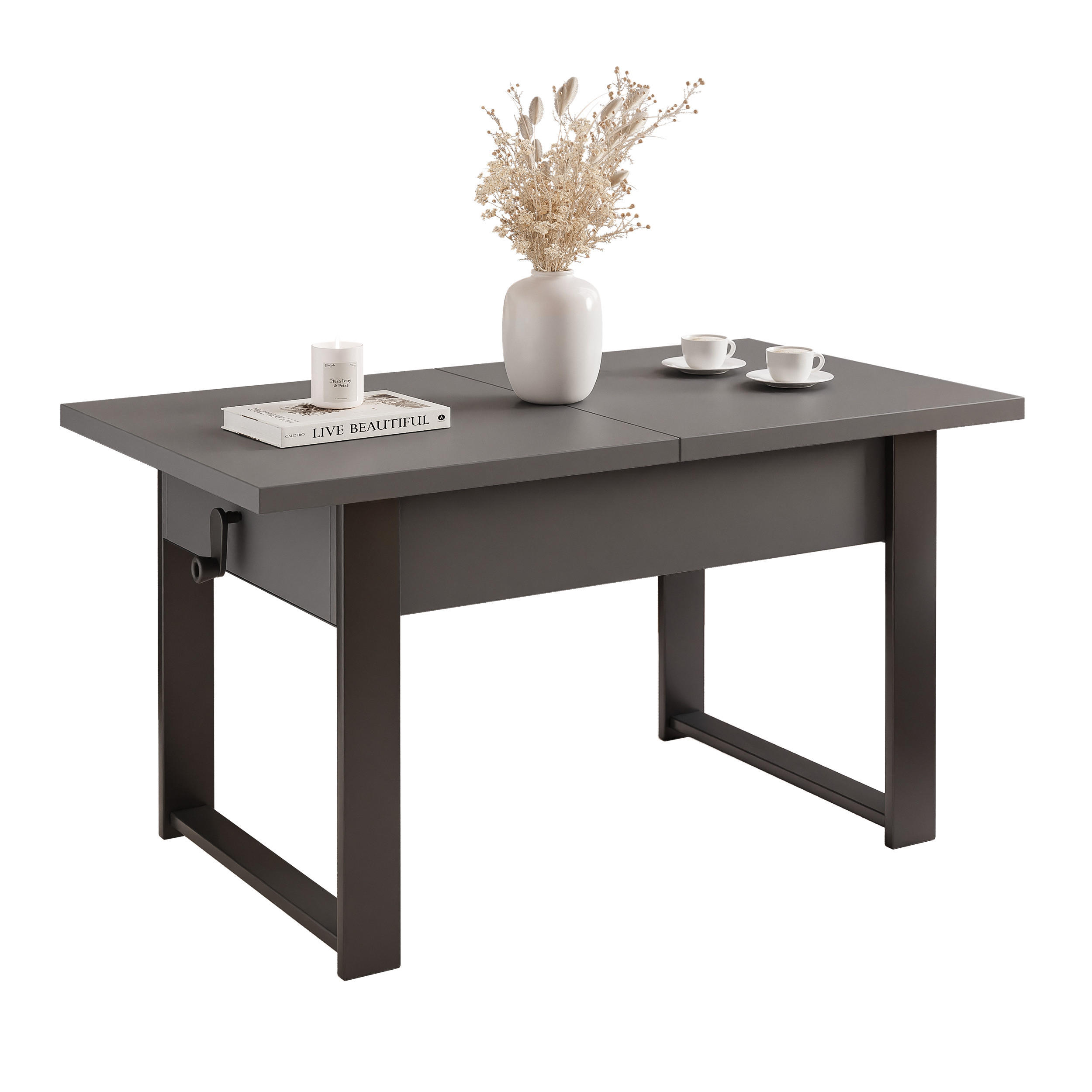 COUCHTISCH TIVOR Multifunktionalität 3-in-1 - Dunkelgrau/Schwarz, Holzwerkstoff/Metall (67/120/63.5cm) - Idohome