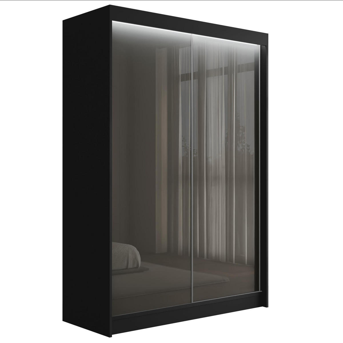 KLEIDERSCHRANK PEKA mit LED - 120 cm - Schwarz|Grau - Schwarz/Grau, Holzwerkstoff (120/215/61cm) - ALTDECOR