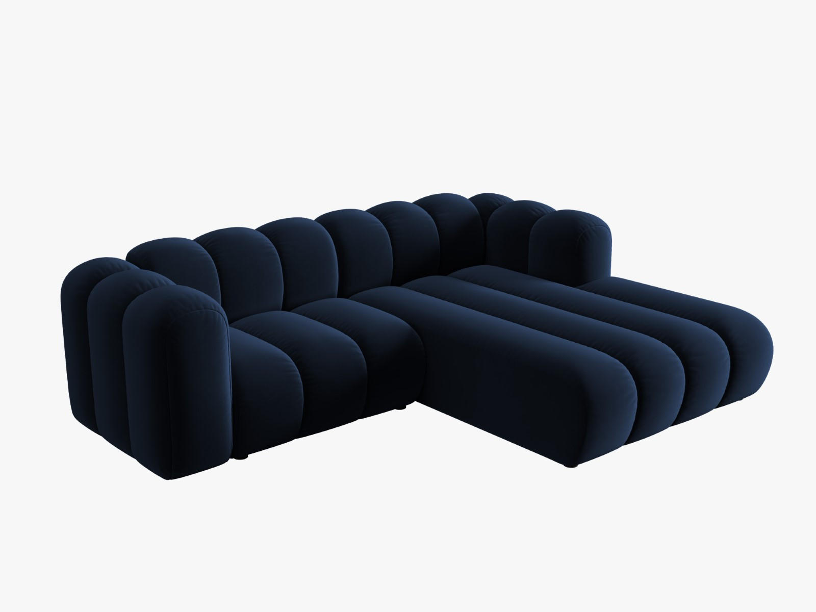 ECKSOFA modular rechts Lupine aus Samt königsblau 3 Sitzplätze - Dunkelblau, Textil (177/230cm) - Micadoni