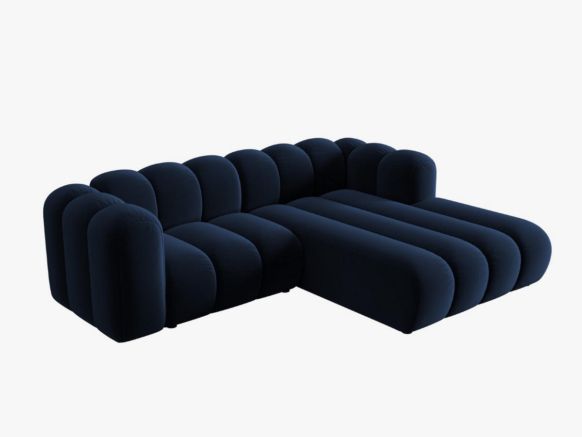 ECKSOFA modular rechts Lupine aus Samt königsblau 3 Sitzplätze - Dunkelblau, Textil (177/230cm) - Micadoni