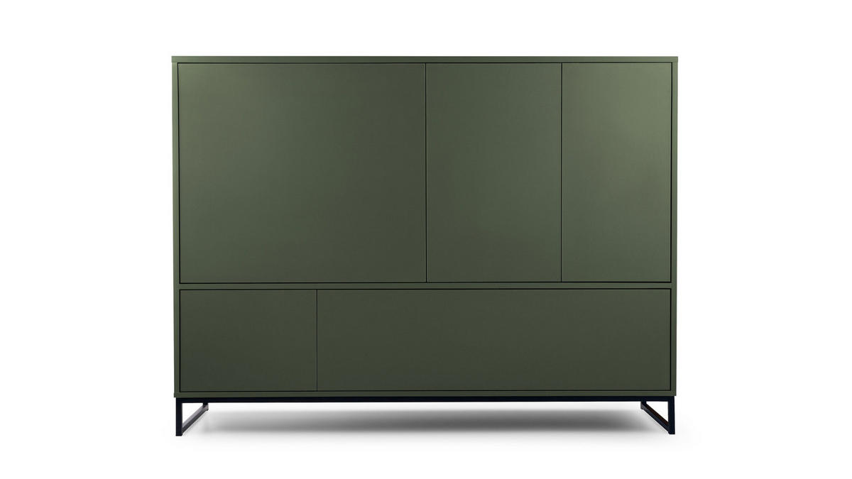 KOMMODE Genua mit 5 Türen, Sideboard in Farbe: Grün, Schrank in Größe: 160 x 120 x 45 cm - Grün, Holzwerkstoff (160/120/45cm) - Agmat-Furniture