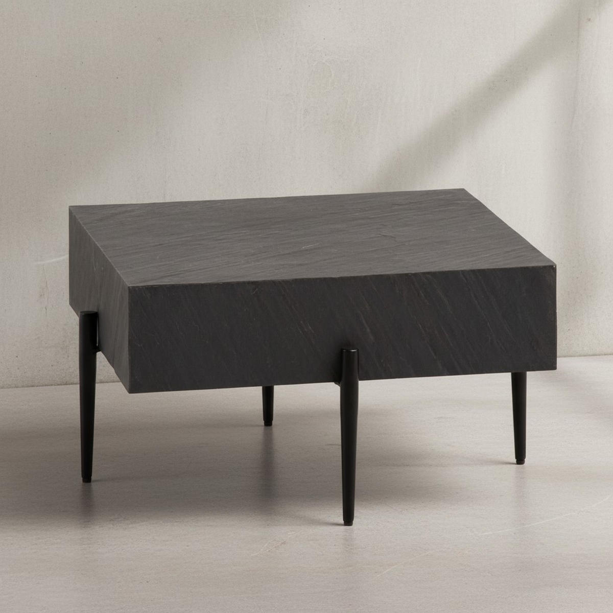 COUCHTISCH Quadratisch Anthrazit Steinoptik Metall 64x64x35 cm Modern Massiv - Schwarz/Grau, Holz/Metall (64/64/35cm) - KADIMA DESIGN