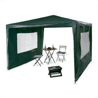 PAVILLON 3x3m - Dunkelgrün, Kunststoff/Metall (300/250/300cm) - Relaxdays