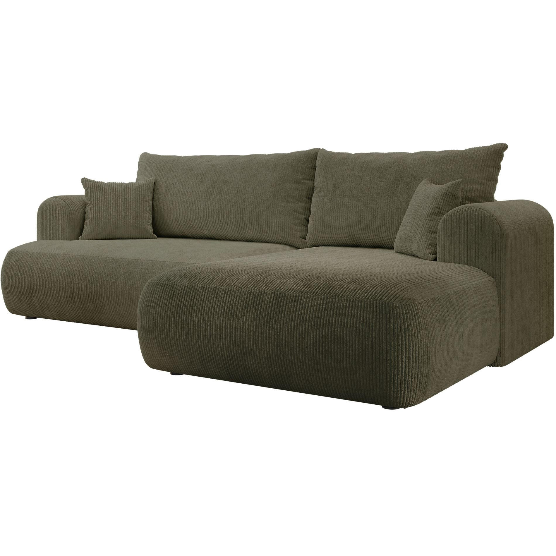 ECKSOFA Ovo Cord mit Cordbezug Olivgrün, rechts - Schwarz/Olivgrün, Textil (260/165cm) - Selsey