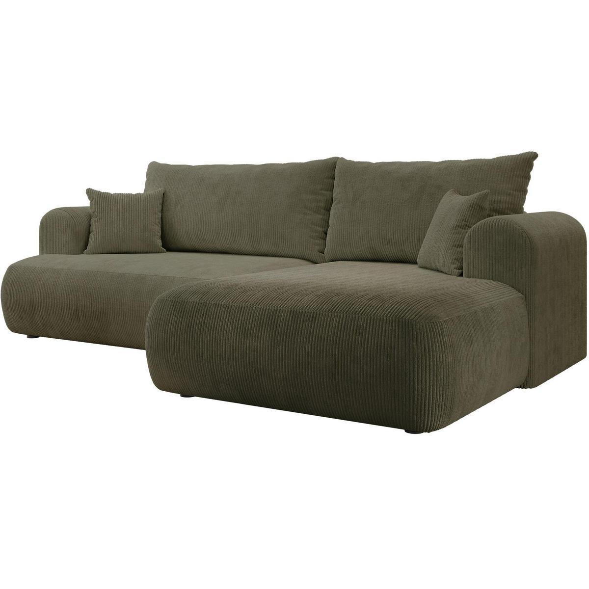 ECKSOFA Ovo Cord mit Cordbezug Olivgrün, rechts - Schwarz/Olivgrün, Textil (260/165cm) - Selsey