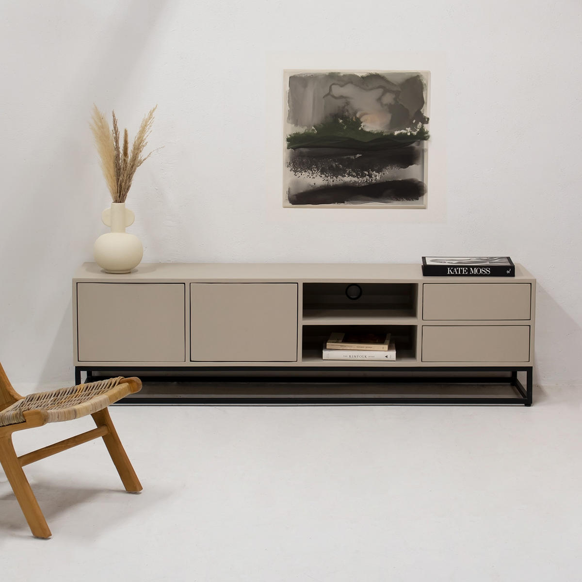 TV-SCHRANK aus Mangoholz 180x42x50cm, taupe - Taupe, Metall (180/50/42cm) - Giga Meubel