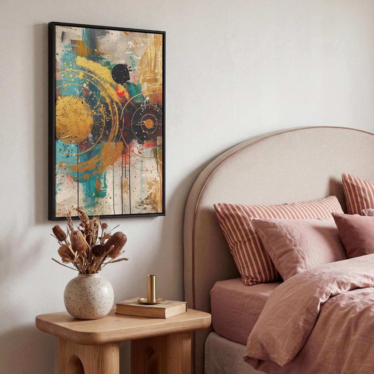 LEINWAND Bilder mit Rahmen - Abstrakt - Kunst - Gold - Modern - 40x60 - Multicolor, Textil (40/60cm) - MuchoWow