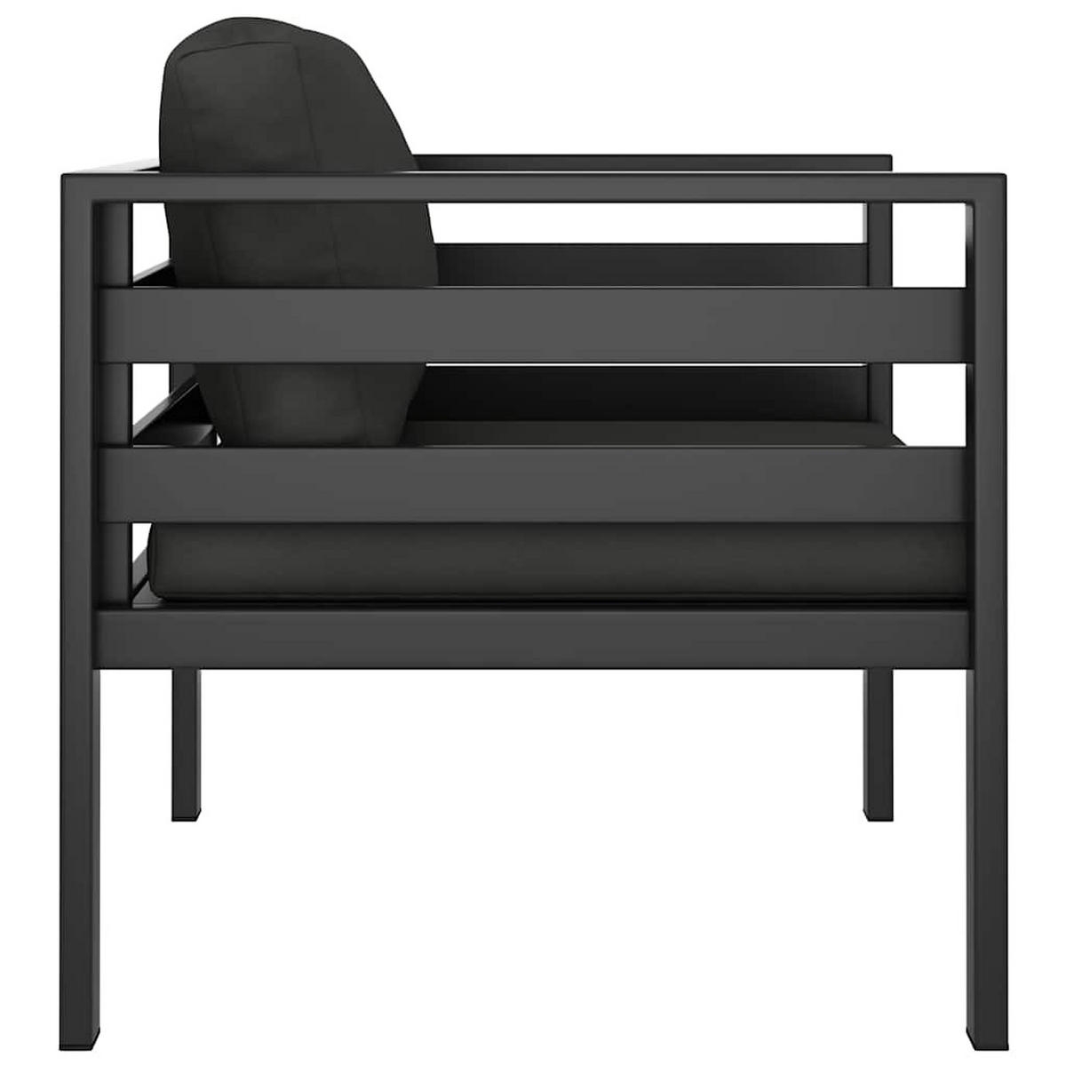 EINZELSOFA Mit Kissen Aluminium Anthrazit - Anthrazit, Metall (70/64.5/75cm) - vidaXL