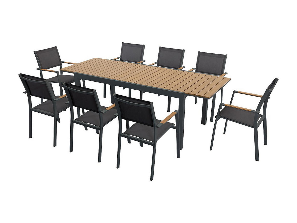 GARTENESSGRUPPE im Set - 8 -Sitzer - Textilene - anthrazitgrau - MACILA - Anthrazit, Metall - Vente-Unique