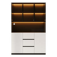 VITRINESCHRANK schwarz & weiß 200 cm hoch mit led-beleuchtung & kabelmanagement - Schwarz, Holzwerkstoff (120/200/40cm) - Urban Meuble