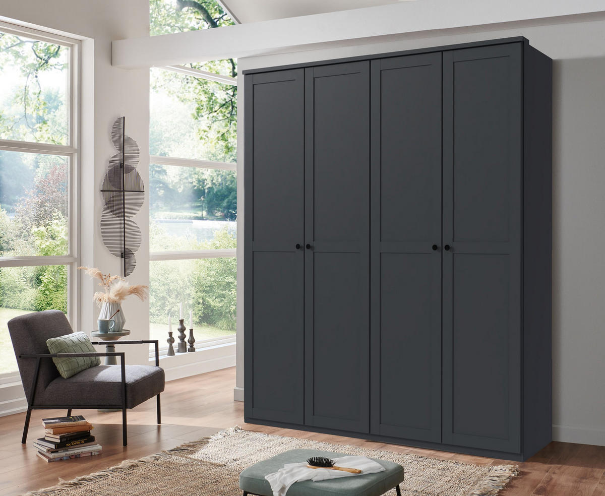 KLEIDERSCHRANK Chalet in Grafit - Drehtürenschrank 180 cm (ohne Spiegel) - Schwarz/Grau, Holzwerkstoff (180/210/58cm)