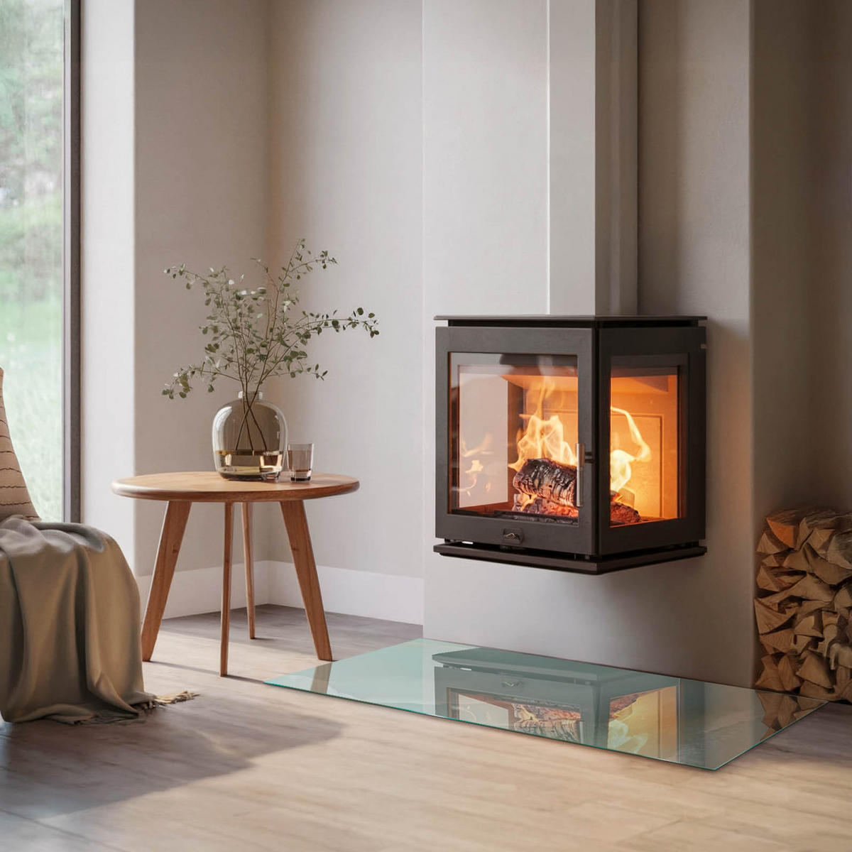 GLASPLATTE für Kamin 120x60 cm - Türkis, Glas (120/60/0.4cm) - TULUP