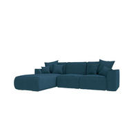 ECKSOFA GUSTO Cordstoff Blau Links inkl. Schlaffunktion - Blau/Chromfarben, Kunststoff/Textil (295/194cm) - 99rooms
