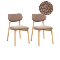 ESSZIMMERSTUHL 2er-Set Bouclé Hellbraun/Taupe Mills - Hellbraun, Textil (50/80/58cm) - Beliani