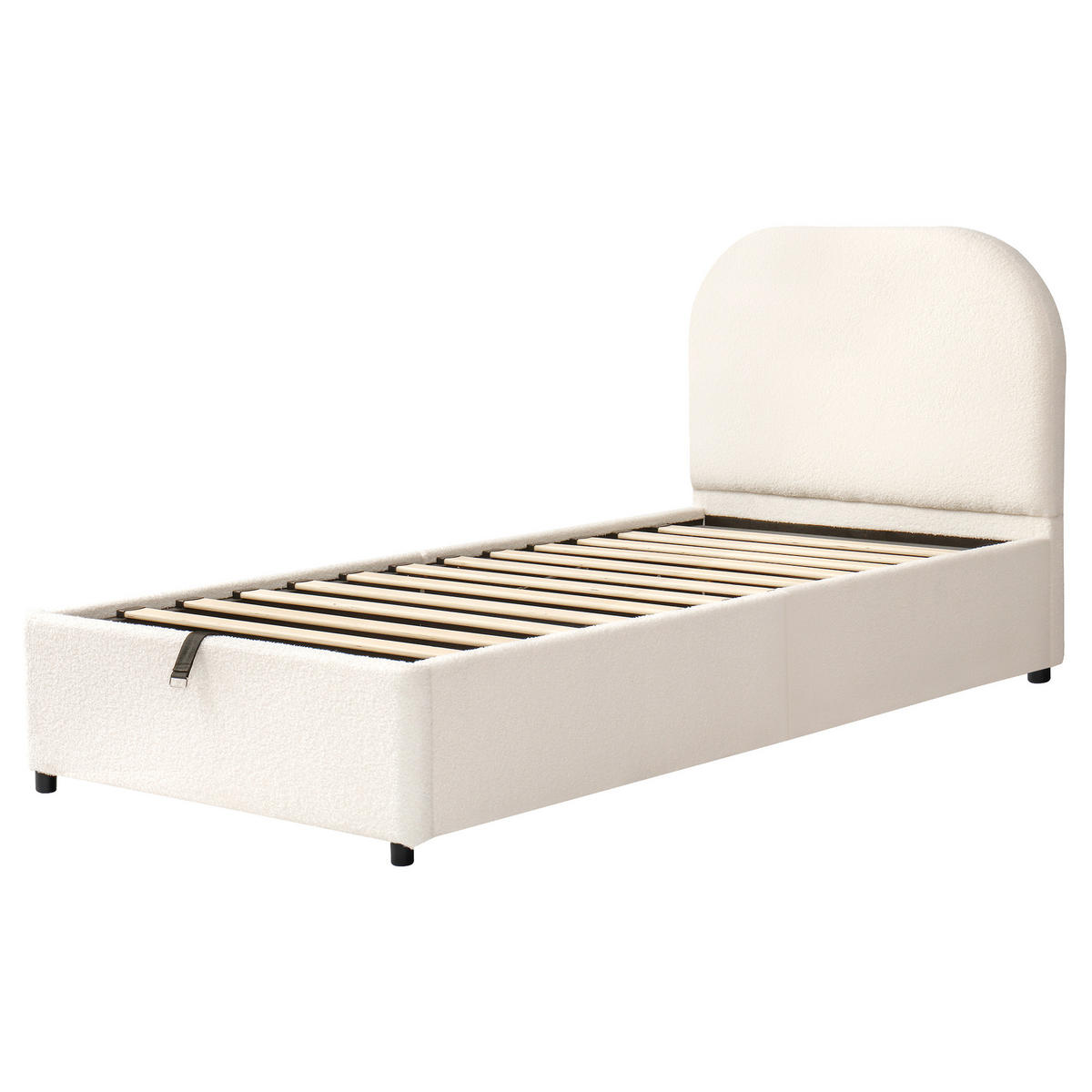 POLSTERBETT 90/200 cm in Beige Bouclé mit Bettkasten - Beige, Holzwerkstoff/Textil (90/200cm) - CHICFURN