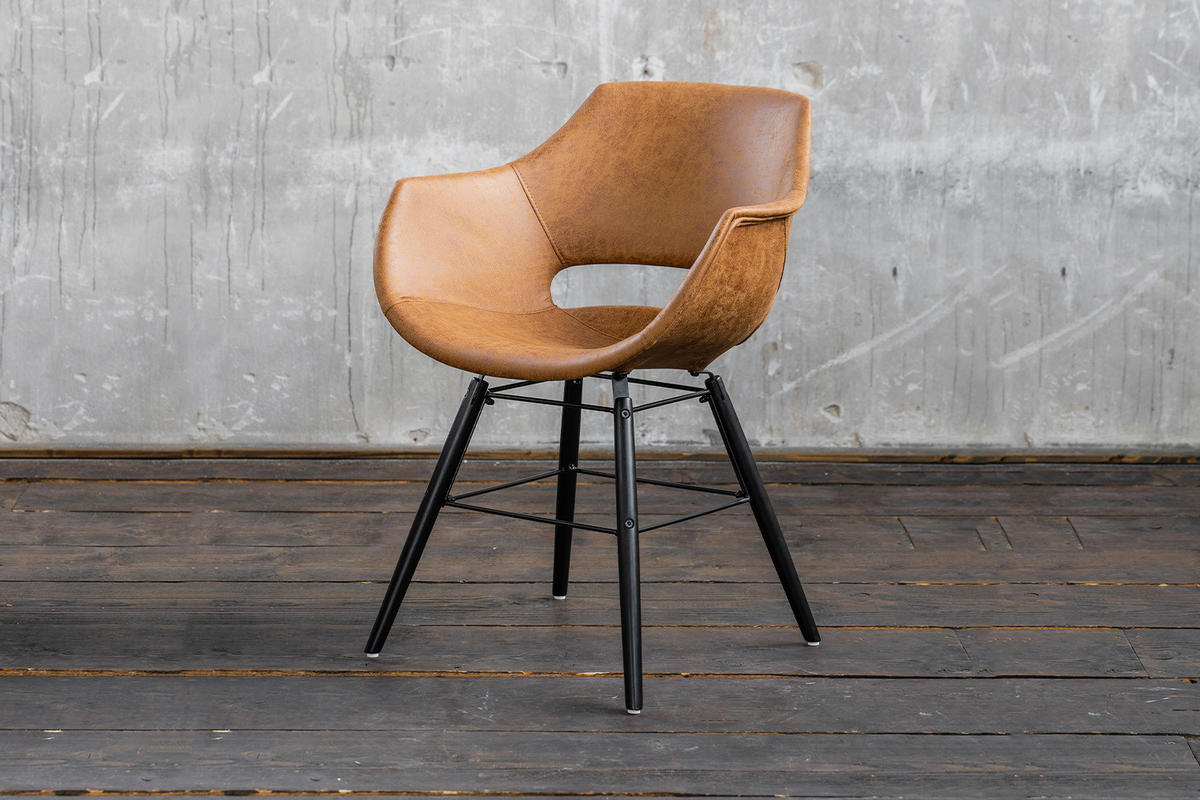 STUHL ZAJA Braun Microfaser - Dunkelbraun/Braun, Textil (57/80/59cm) - KAWOLA