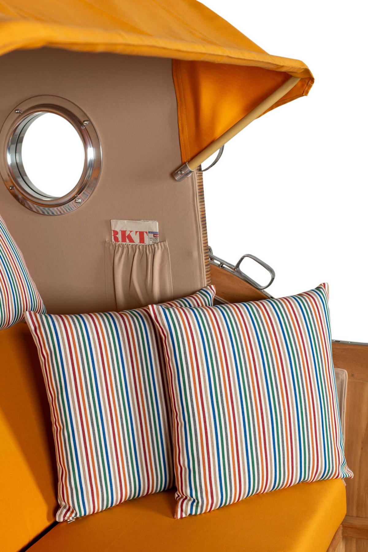 STRANDKORB XXL Düne Grande Teak Banana - Gelb/Braun, Metall (142/170/95cm) - Mr. Deko