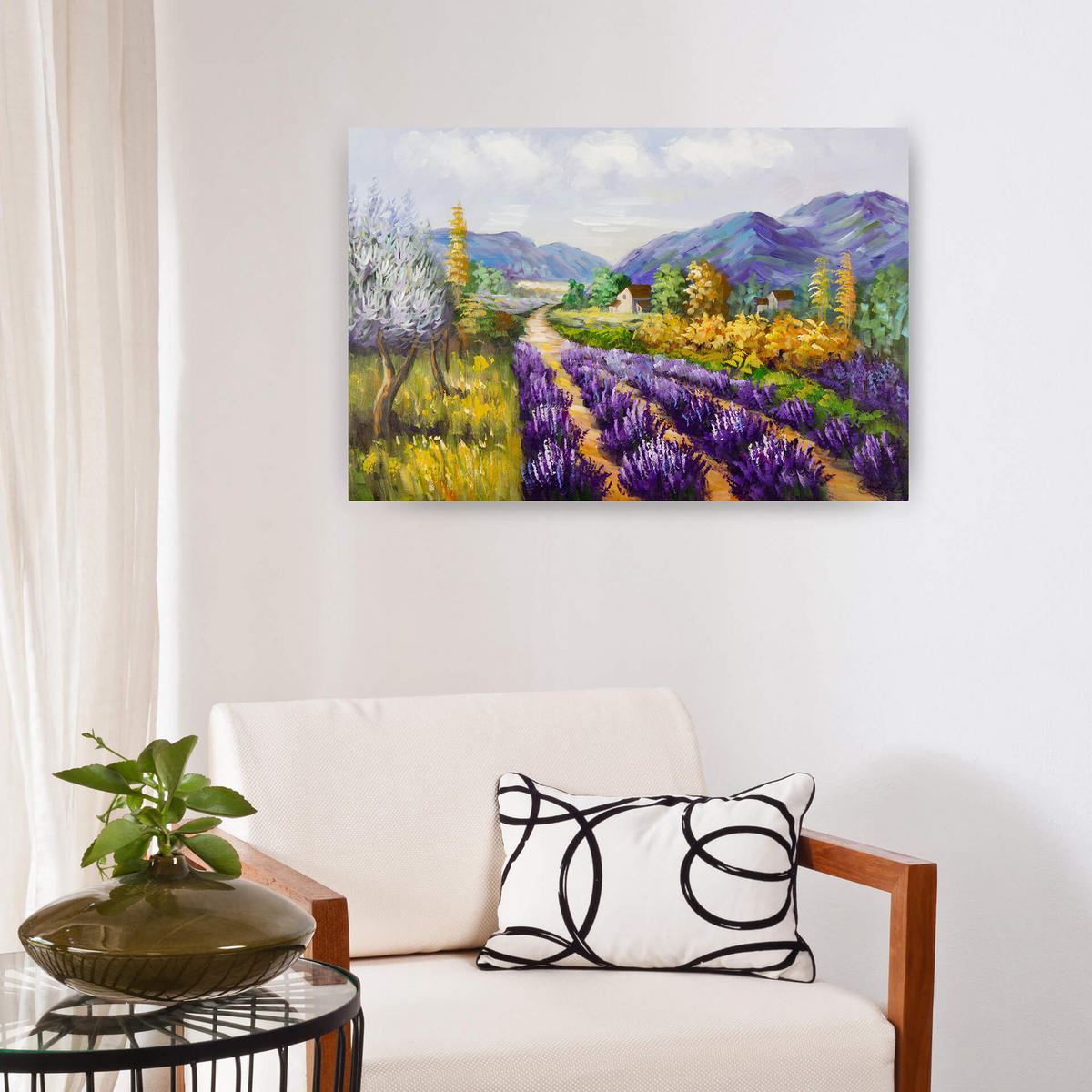 ACRYLBILD HANDGEMALT 90/60 cm - Lila, Holz/Textil (90/60cm) - KUNSTLOFT